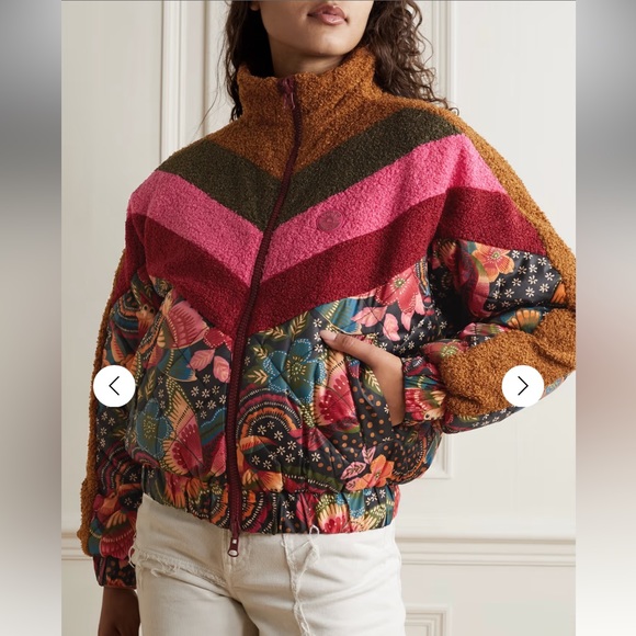 NWT FARM RIO Toucanfly Reversible Floral Print Quilted Puffer Jacket Size L - Picture 1 of 14